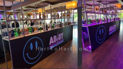 h2h lounge custom branded acrylic bar rental 2