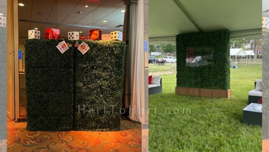 h2h lounge backdrop rental flower hedge wall 5