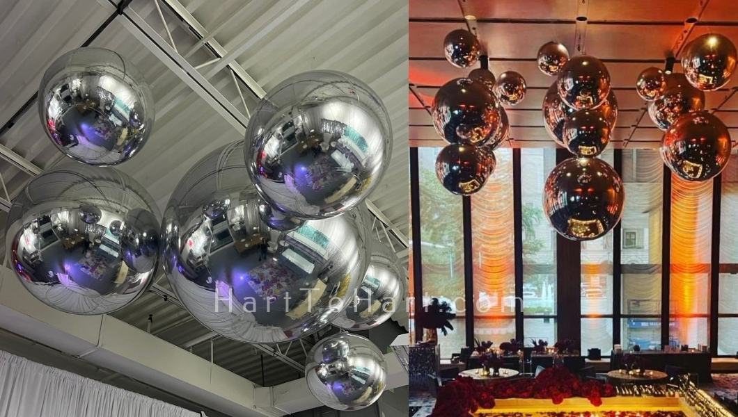 h2h lounge decor rental mirror balls silver 5